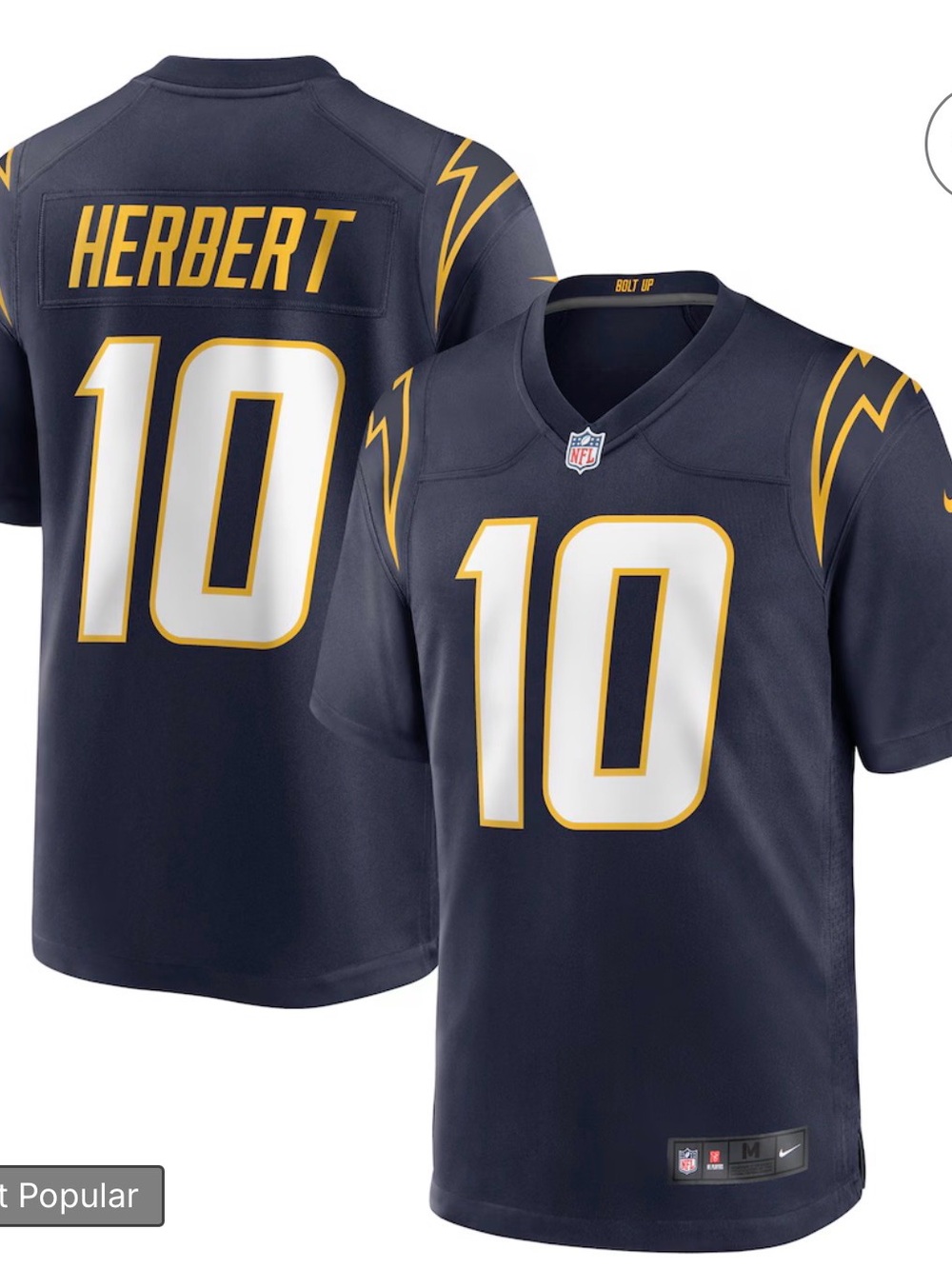 San Diego Chargers Justin Herbert Jersey Size L